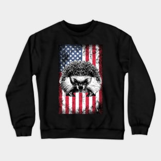 Patriotic Porcupine American Flag Crewneck Sweatshirt